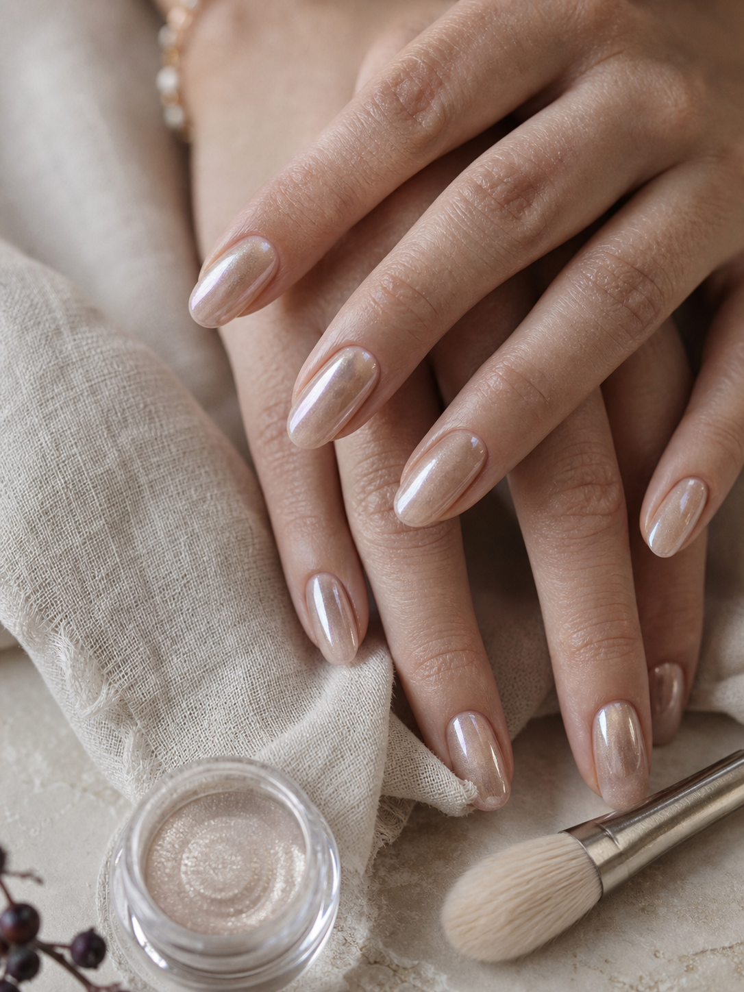 Chrome finish nails close up